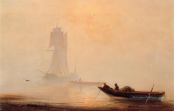 Ivan Aivazovsky œuvres - bateaux de pêche dans un port 1854 Romantique Ivan Aivazovsky russe